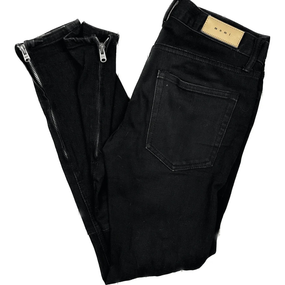 MNML Men’s Black Distressed Jean Skinny with Ankle Zippers